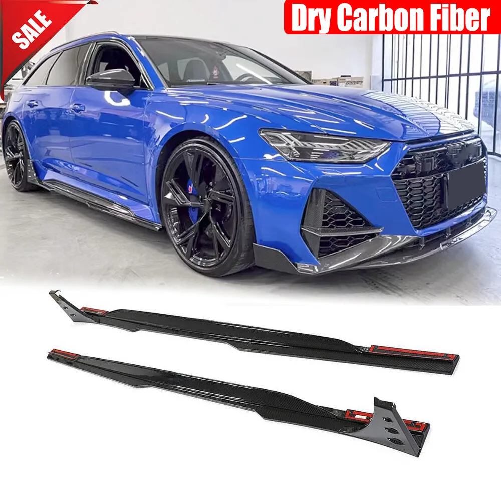 

For Audi RS6 RS7 C8 Avant 2019-2024 Dry Carbon Side Skirt Extension Lip Spoiler Body Kits Car Accessories