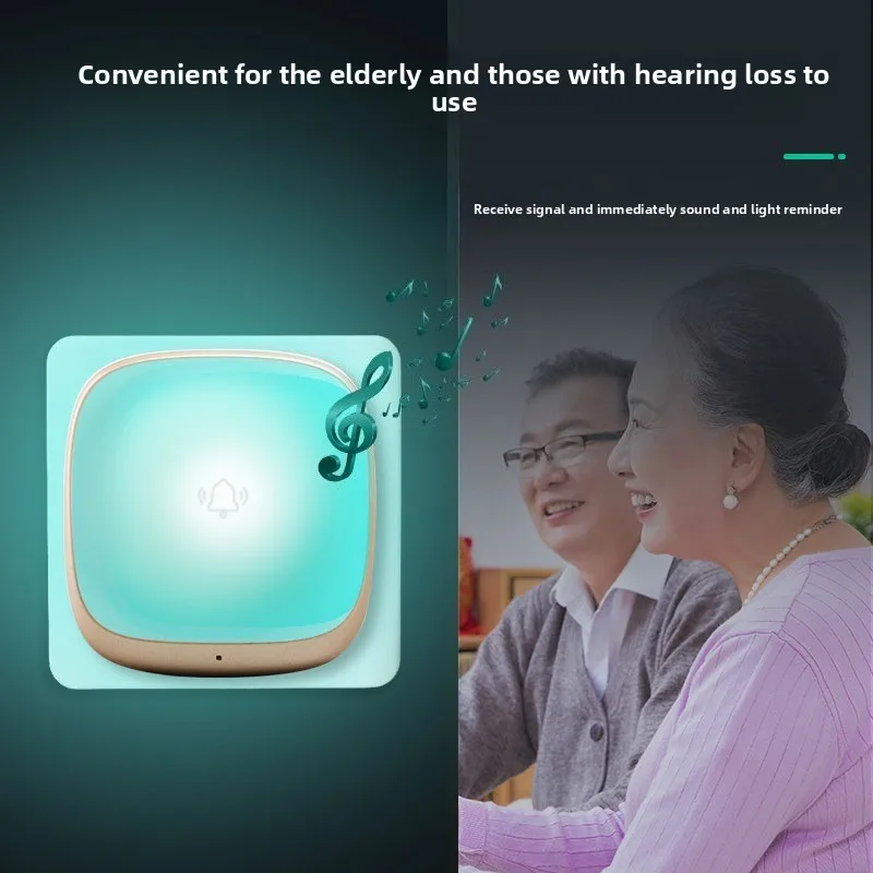 Wireless beeper, strong flash for the elderly, deaf and mute, self-generated without batteries, one-click emergency alarm button