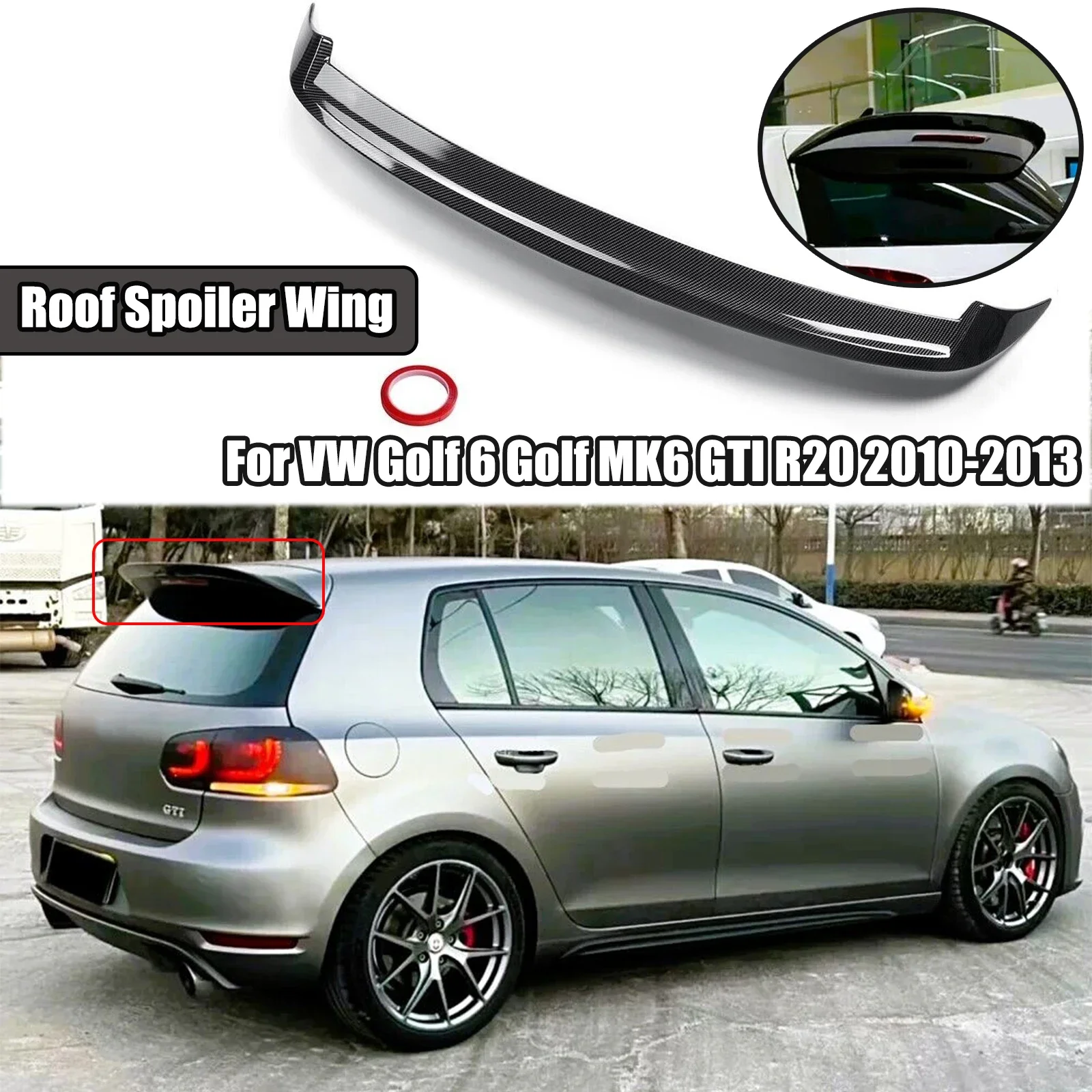 For VW Golf 6 GTI Golf MK6 GTI R20 2010-2013 Maxton Style Rear Roof Spoiler Wing Rear Trunk Diffuser Cap Car Accessories