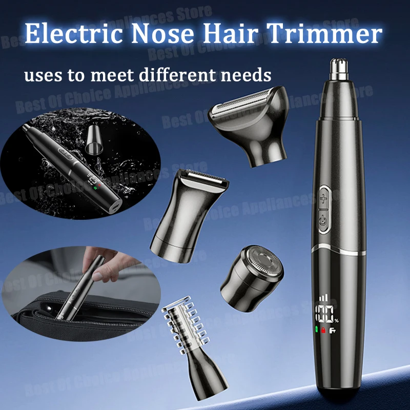 

Новый электрический триммер для волос в носу для мужчин, портативный водонепроницаемый IPX7, перезаряжаемый с ЖК-дисплеем, мощный мотор для путешествий домой