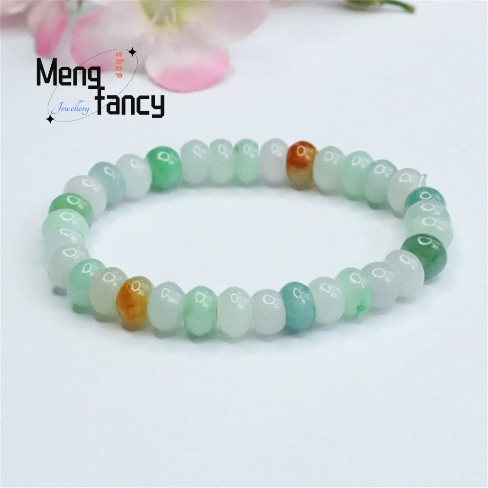 

Natural Myanmar Jadeite Abacus Abacus Beads Colourful Jade Bracelet Exquisite Elegant Simple High-grade Luxury Quality Jewelry