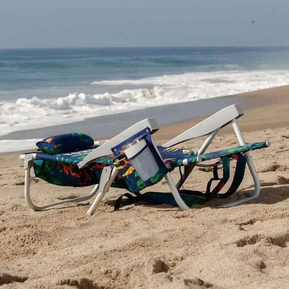 Backpack Beach Chair 2 Pack (Tropical Foliage), Dark Blue