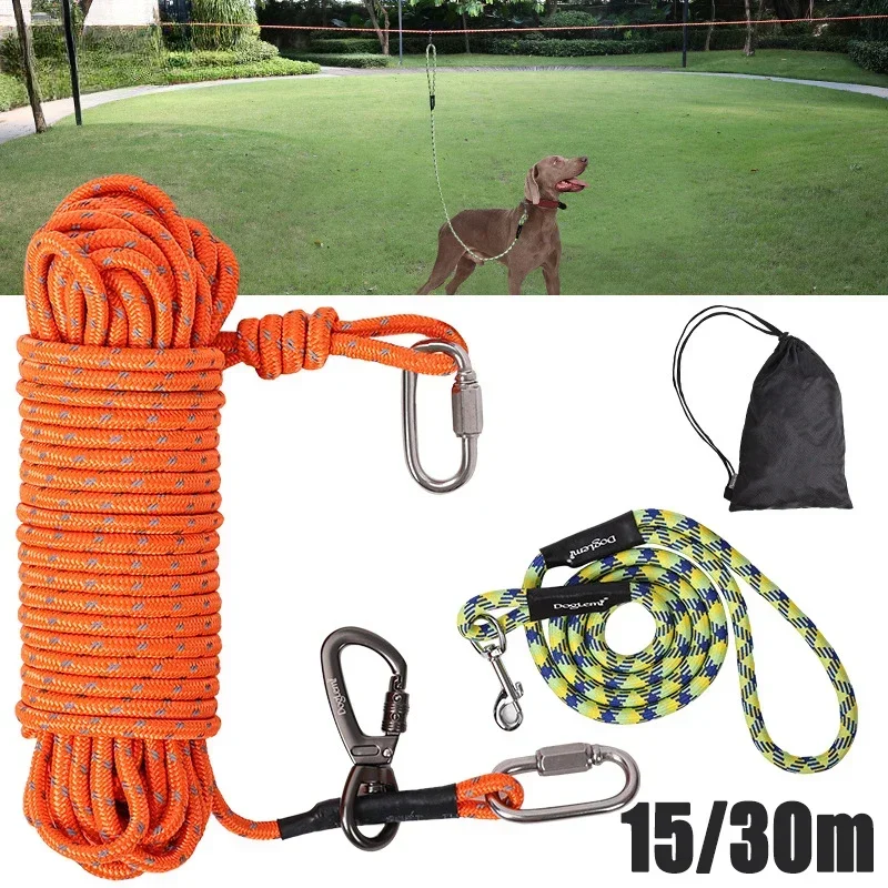 

15/30m Dog Leash Outdoor Pet Multi-function with Lock Buckle Does Not Damage The Tree Dog Training Walking Rope Dog Accessories