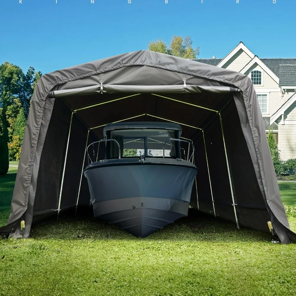 

10' X 20' Heavy Duty Anti Snow Waterproof Carport, Outdoor Car Canopy Boat Shelter with Reinforced Ground Bars, Carport Outdoor