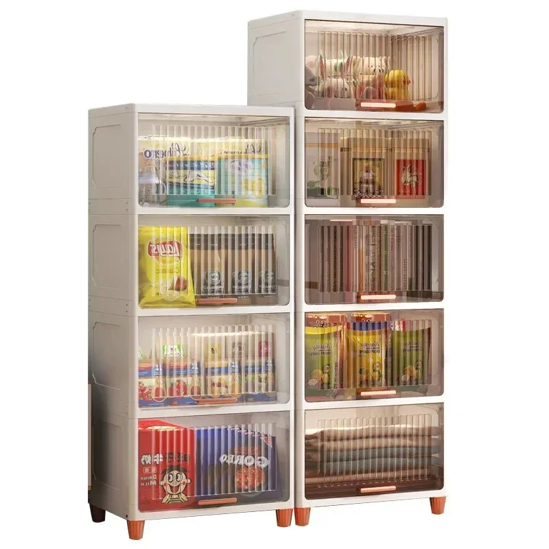 

Modern Plastic Kitchen Cabinets Clamshell Storage Cabinet Home Furniture Floor Rack Multi-layer Locker Living Room Snack Cabinet