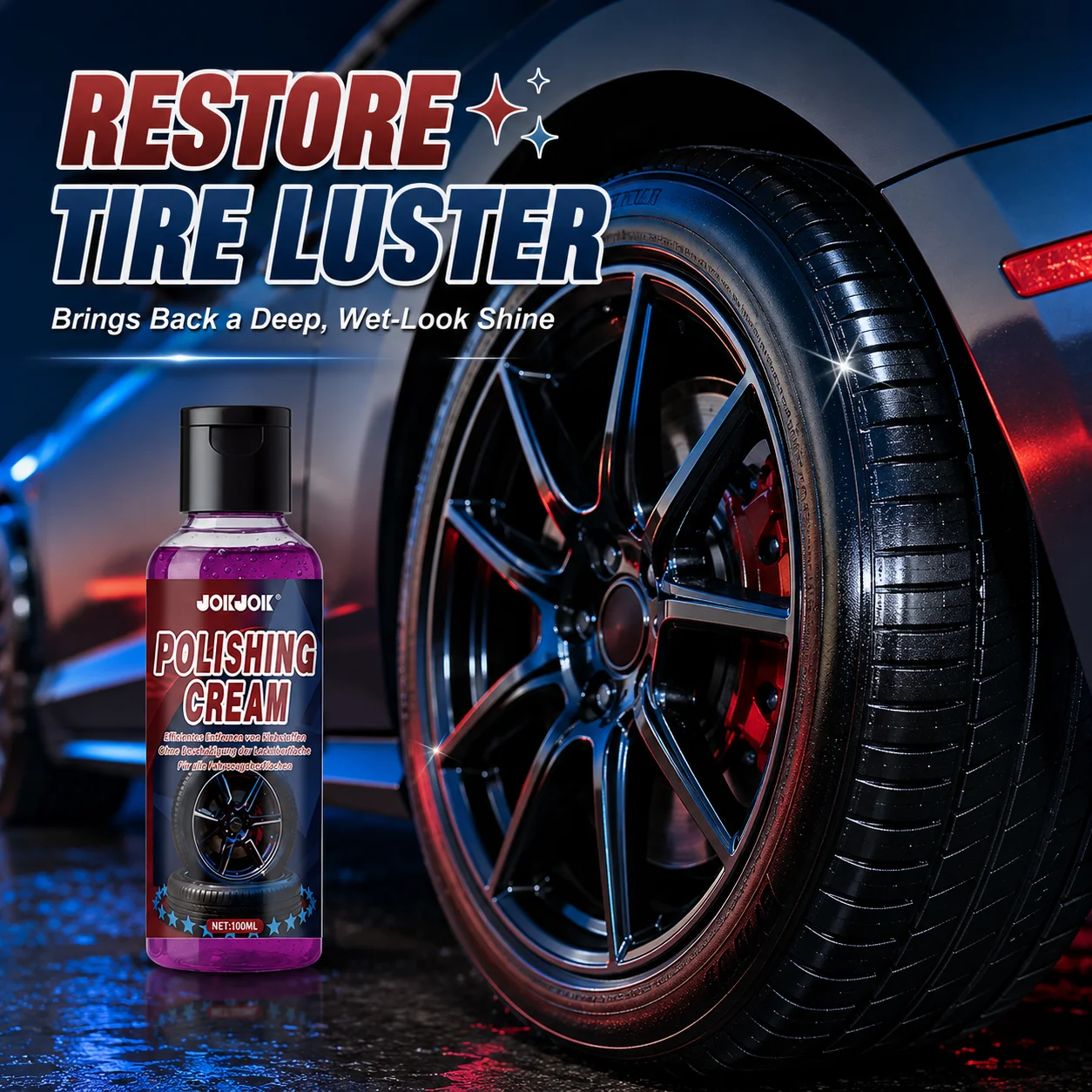 Tire Shine Spray Sealant - สเปรย์เคลือบเงายางรถยนต์, น้ำยาเคลือบยางสีดำแบบเปียก ติดทนนาน, ป้องกันรังสียูวี สำหรับรถยนต์และรถบรรทุก