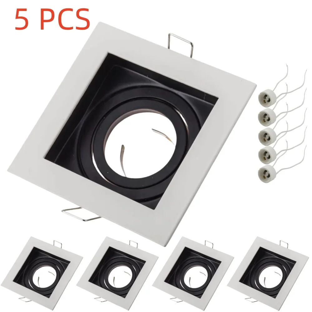 

5PCS Recessed LED Spotlight Frame Ceiling Downlight Fitting White-Black Ceiling Spot Lights Fixture with GU10 Lamp Base Socket