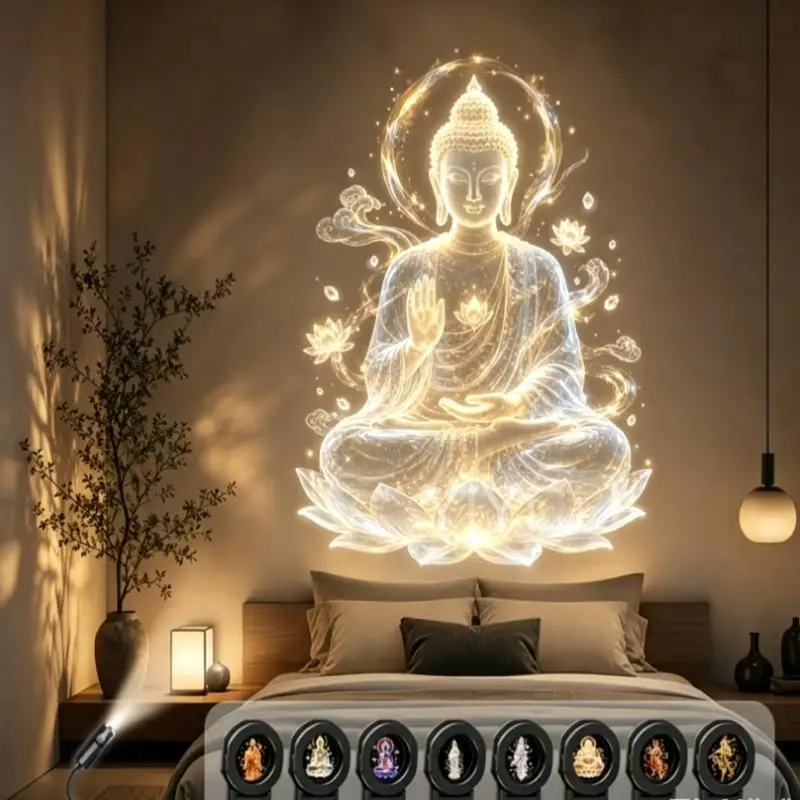 Amour NookUSB Religious Figures Projector Lamp With 8 Patterns Night Light For Home Atmosphere Lighting Decor