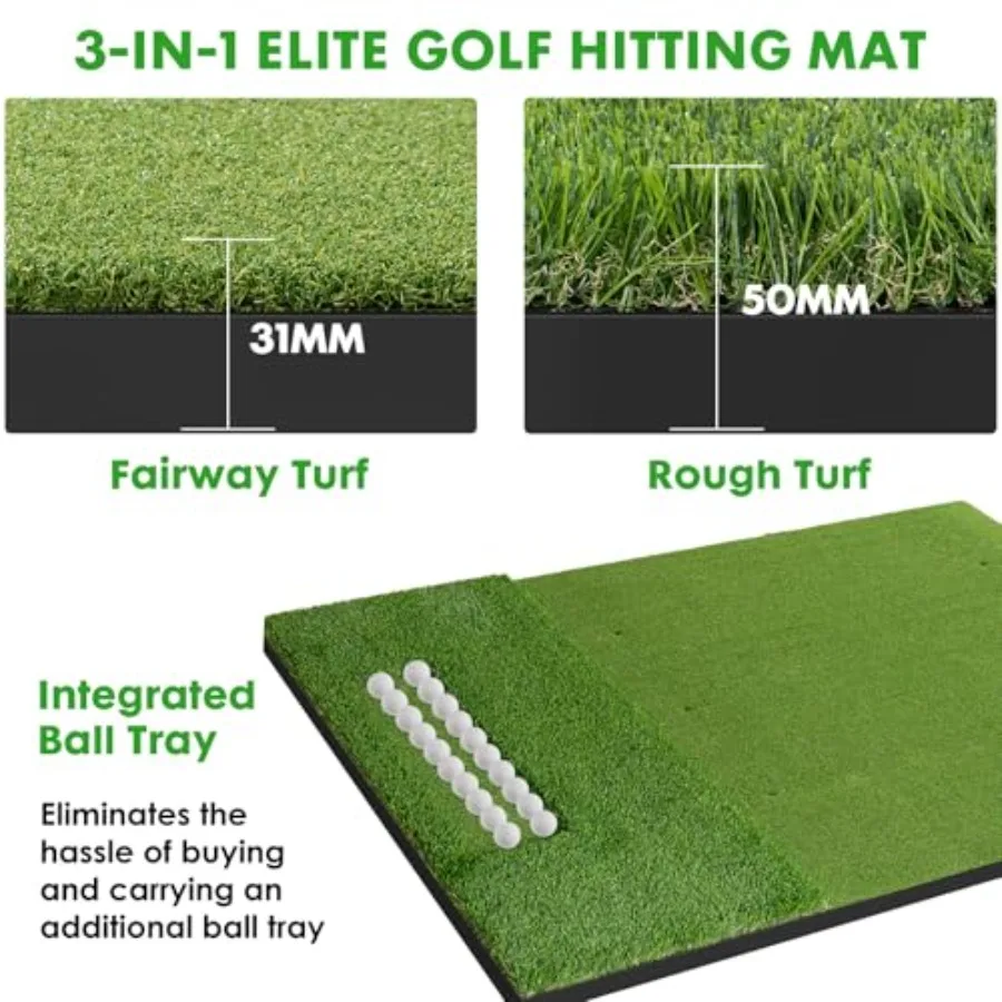 دواسة جولف DualTurf مع صينية كروية 5x4Ft 31 مللي متر سميكة جولف ضرب الحصير للداخلية في الهواء الطلق ممارسة العشب القيادة المدى الحصير ل