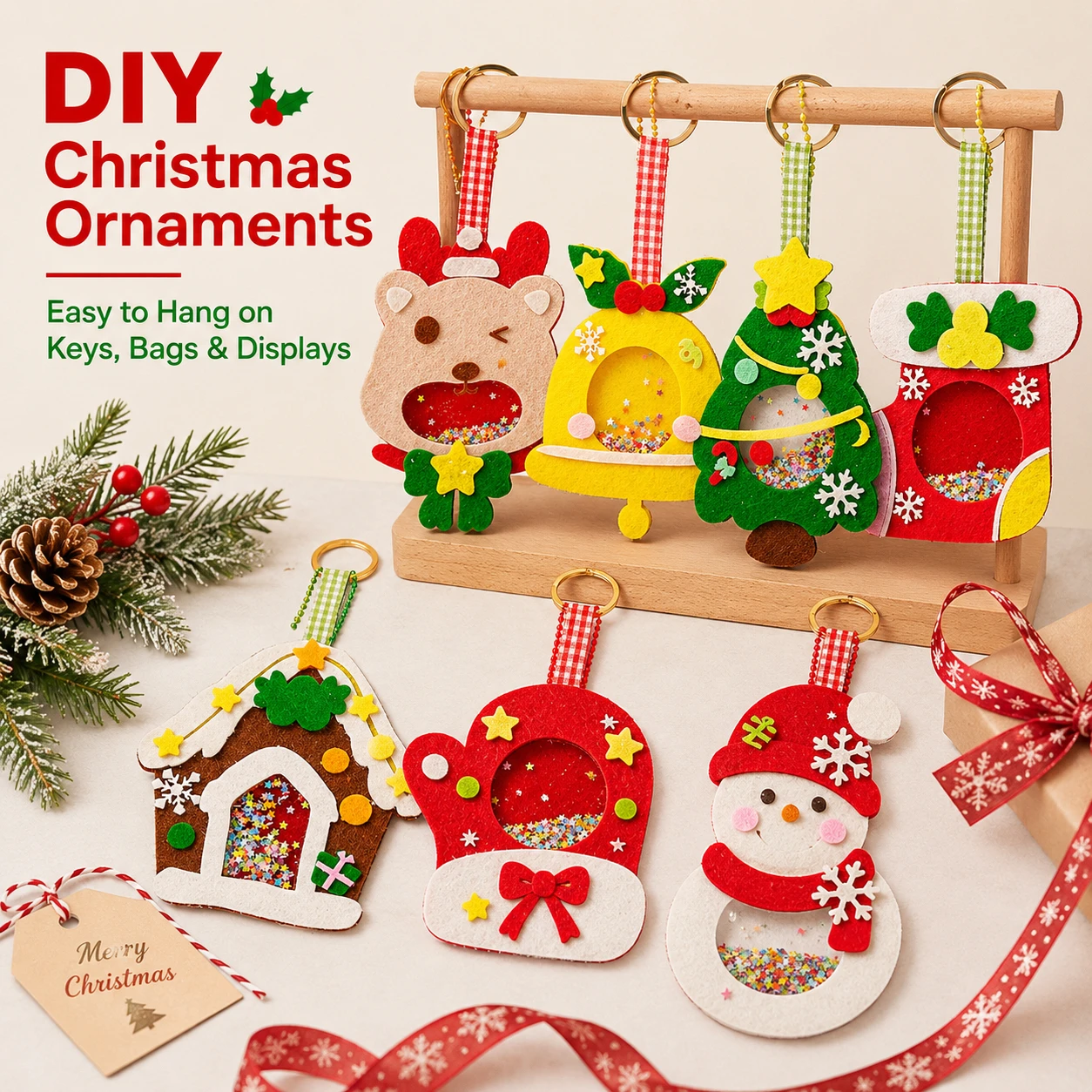 Christmas small gift handmade DIY pendant, children's creative toy making materials, kindergarten Christmas tree decoration