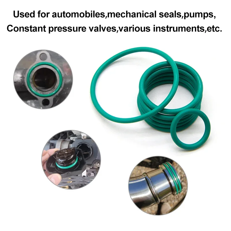 10/50 Uds FKM junta tórica verde CS3.5mm OD 10mm ~ 155mm arandela de sellado de caucho de flúor resistente al calor resistente al aceite ácido alcaloide