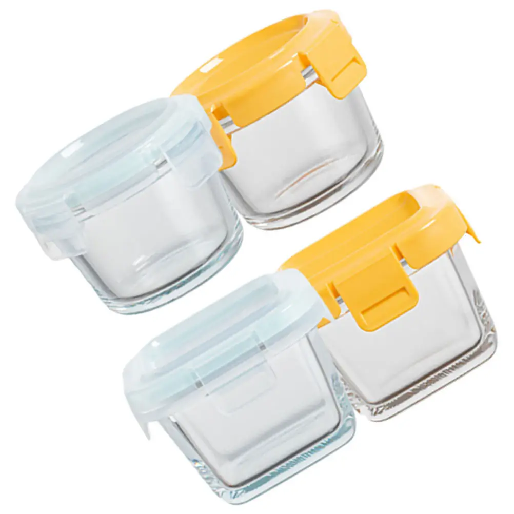 

4Pcs Glass Bowls with Lids for Baby Food Storage Reusable Freezer Microwave Oven Safe Smooth Easy Clean Salad Fruit Soup Prep