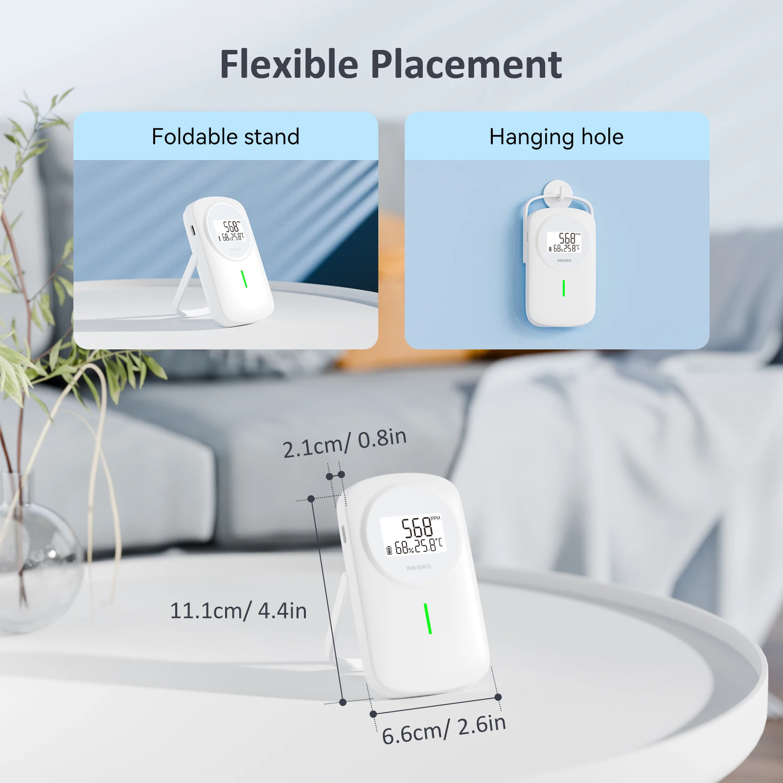 INKBIRD Air Quality Monitor 3-In-1 Temperature Humidity CO2 Detector Dual Alarm System Indoor Air Quality Detector for Home