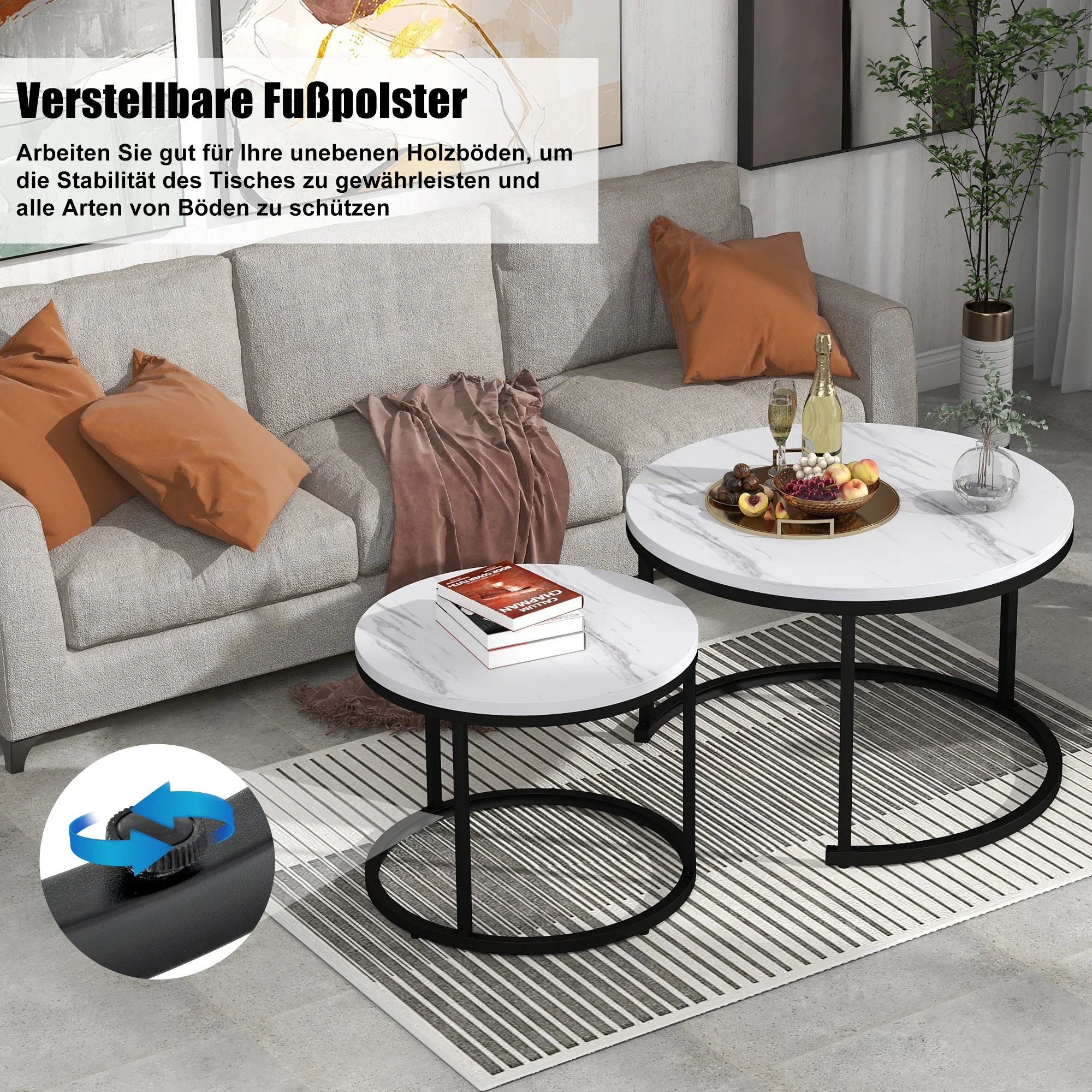 Tavolino Rotondo Set Di 2 Tavolini Da Caffè Soggiorno Tavolino Rotondo Annidato 2 Tavolino Rotondo