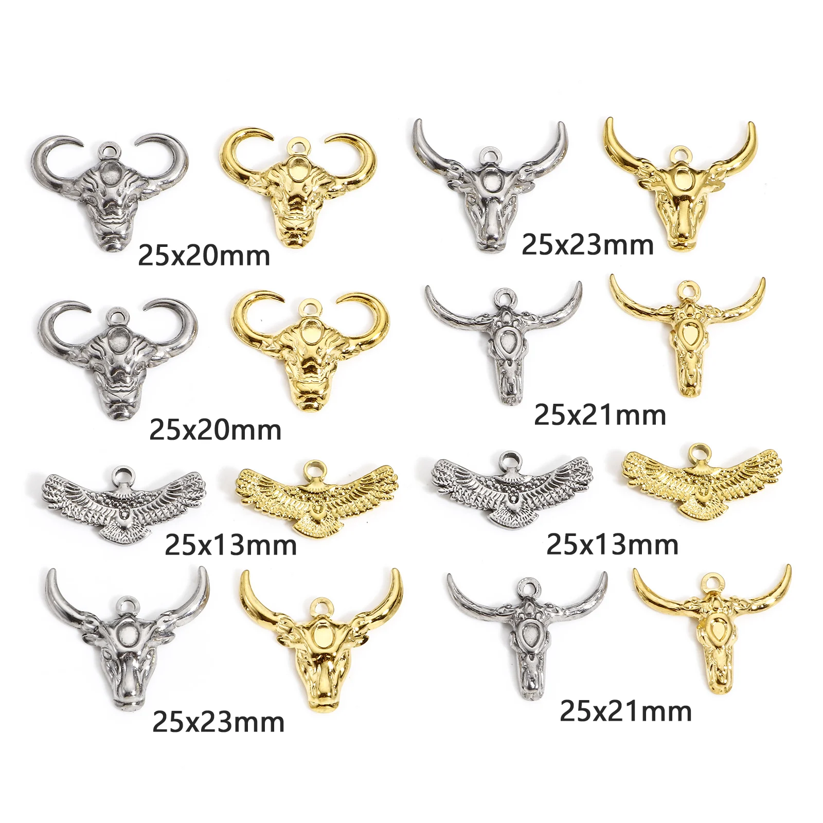 1 Piece 304 Stainless Steel Animal Charms Bull Skull Eagle Pendants For Diy Jewelry Making Findings Men Punk Necklace Supplies