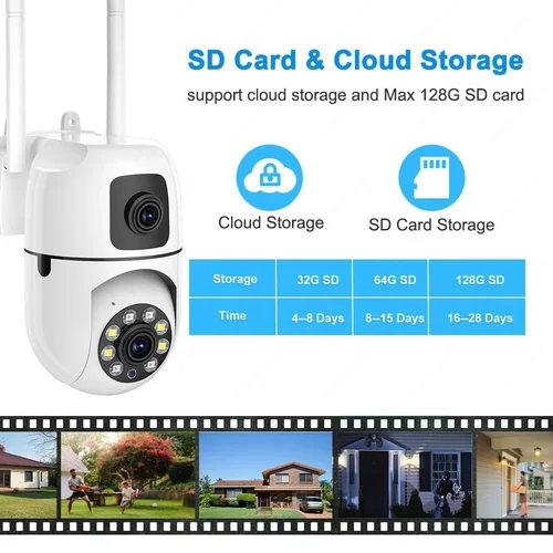Imagen 2 del producto Cámara IP de doble lente de 8MP, cámara de vigilancia HD con Zoom 10X, Wifi, PTZ, pantalla Dual, seguimiento automático AI, protección de seguridad, vídeo para el hogar