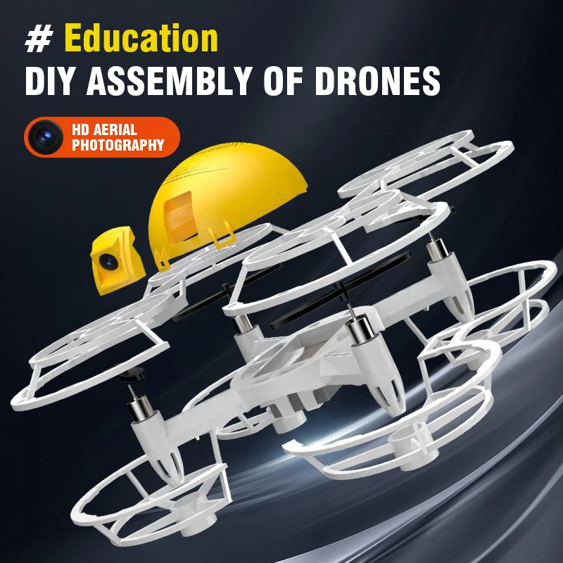 Diy 2.4g rc 4k montagem drone 4ch controle remoto evitar obstáculos fotografia luzes coloridas crianças brinquedos educação quadcopter