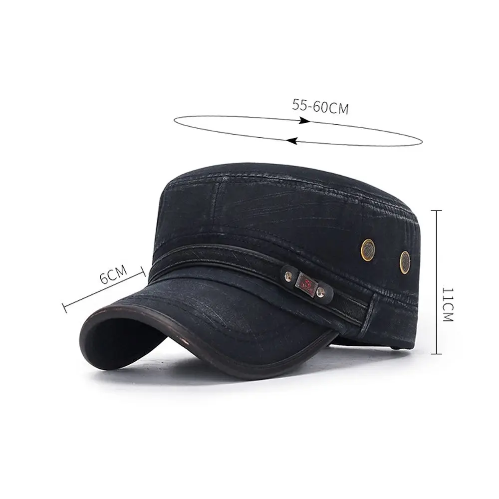 Men Army Denim Baseball Cap Cotton Cadet Hat Military Breathable Flat Adjustable Cap