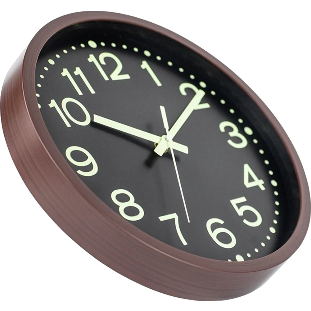 

Wood Grain Luminous Wall Clock Round Silent Mute Operated Simple Style Wall Art for Living Room Bedroom Kitchen Office