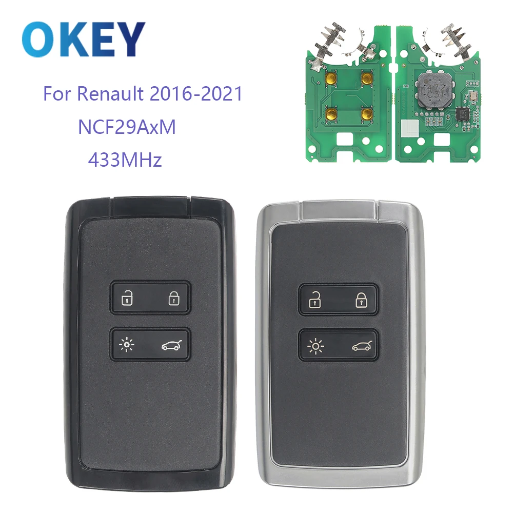 Okey Smart Remote Key Proximity Card NCF29AxM NCF29AxM For Renault Clio5 Megane4 Scenic4 Zoe2 Koleos2 Captur2 2016-2022+