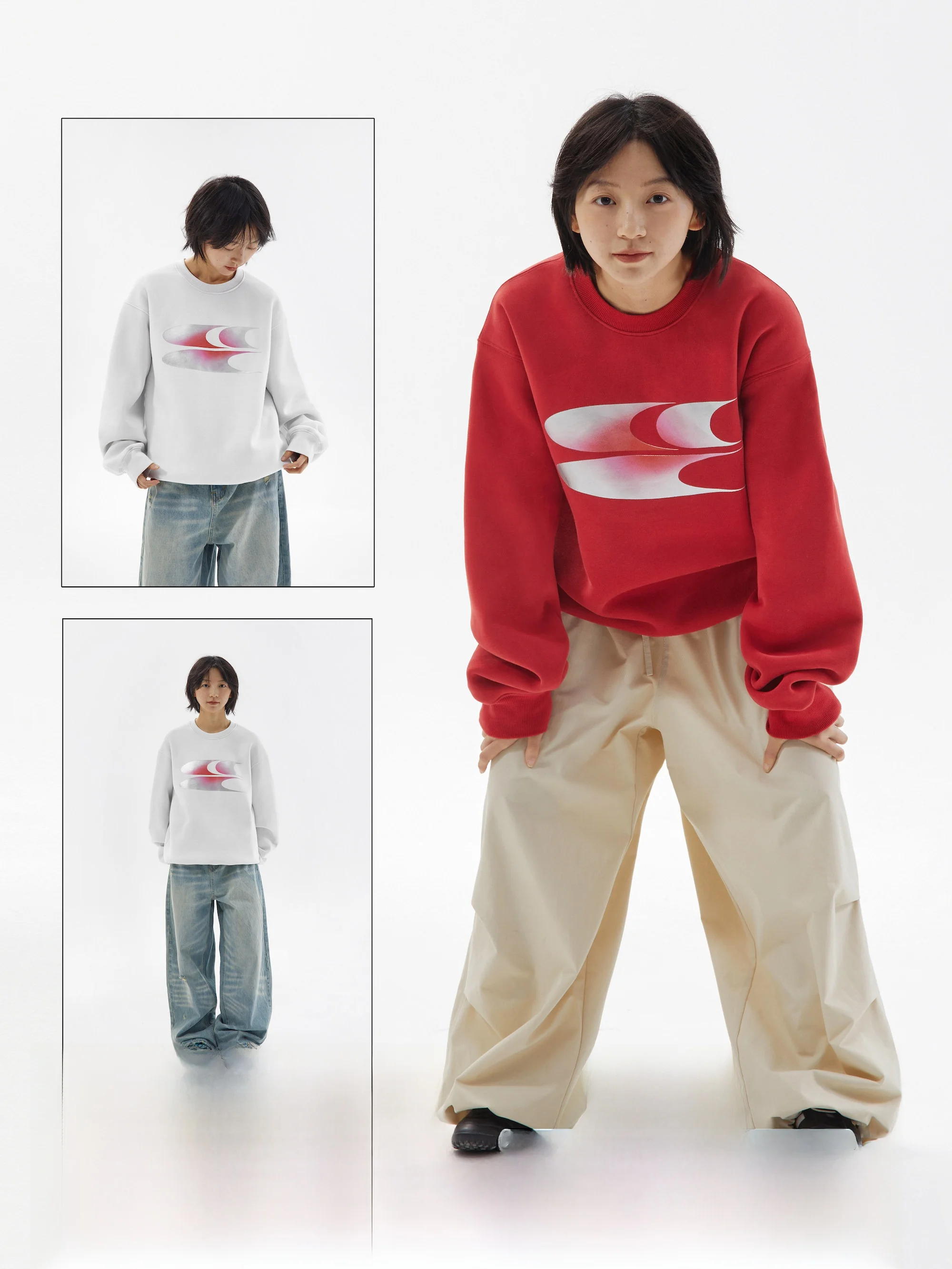 

Толстовка CryingCenter Gradient Pink Silver Fleece с длинными рукавами и круглым вырезом, повседневная, свободного кроя, унисекс, на все сезоны