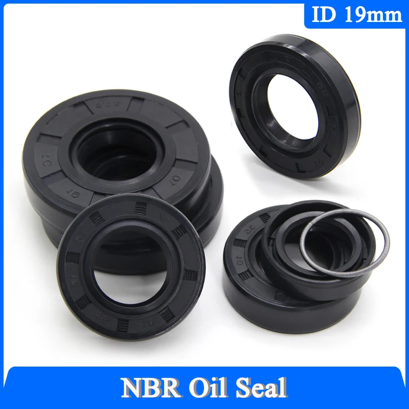 2/5pcs ID19mm Black NBR Oil Seals TC-19*25/26/28/30/32/35/40/42/45/47*5/6/7/8/10mm Nitrile Rubber Shaft Double Lip Oil Gasket