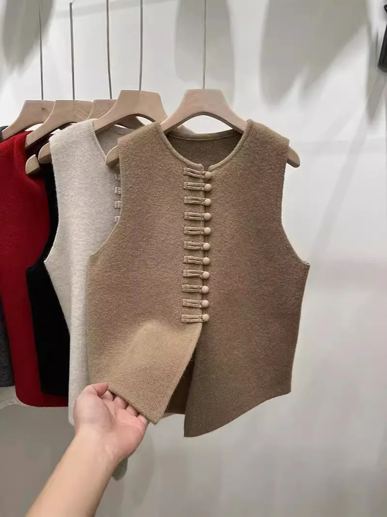 الخريف جديد الصينية Stijl Gesp خمر فقدان متعددة الأغراض ركاب Effen Kleur الرجعية واحدة الصدر سترة أنيقة