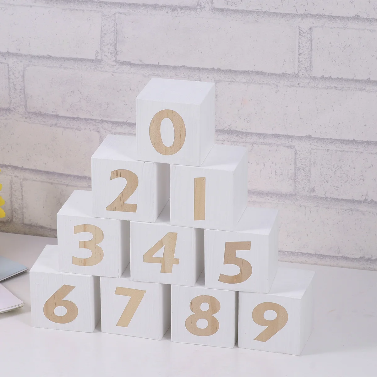 10 قطعة مربعات رقمية مكعبات خشبية ديكور كتل صور رقم الزفاف الخشبي
