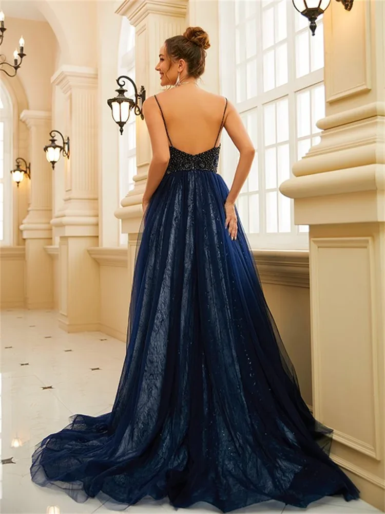 Robe de Soirée en Dentelle avec Plis et Appliques, Tenue de Bal Formelle, Élégante, pour Invités de Mariage