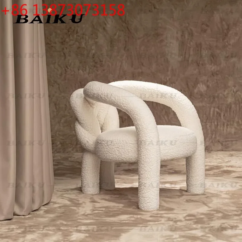 

Nordic cream style living room model room special-shaped lamb wool fabric sofa