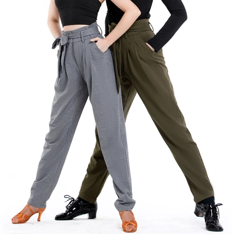 جديد اللاتينية الرقص السراويل للنساء الرجال ملابس رقص أسود رمادي السراويل التانغو السراويل الحديثة تشاتشا اللاتينية ملابس الرقص النساء BL4635