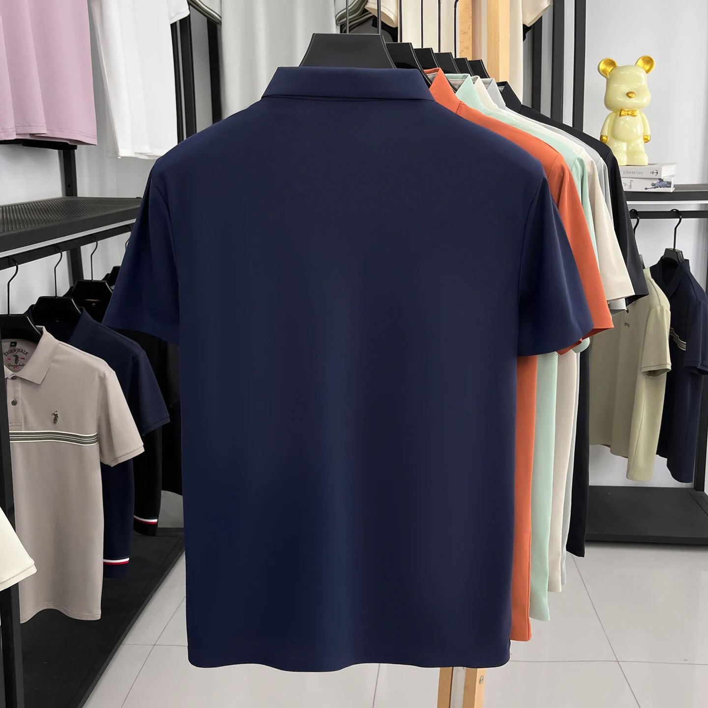 Hochwertiges Eisseide-Kurzarm-Poloshirt, Marken-Luxus, geprägt, modisch, neu, Herren-Sommer-T-Shirt, atmungsaktiv, lässig, Business-T-Shirt – Detail 7