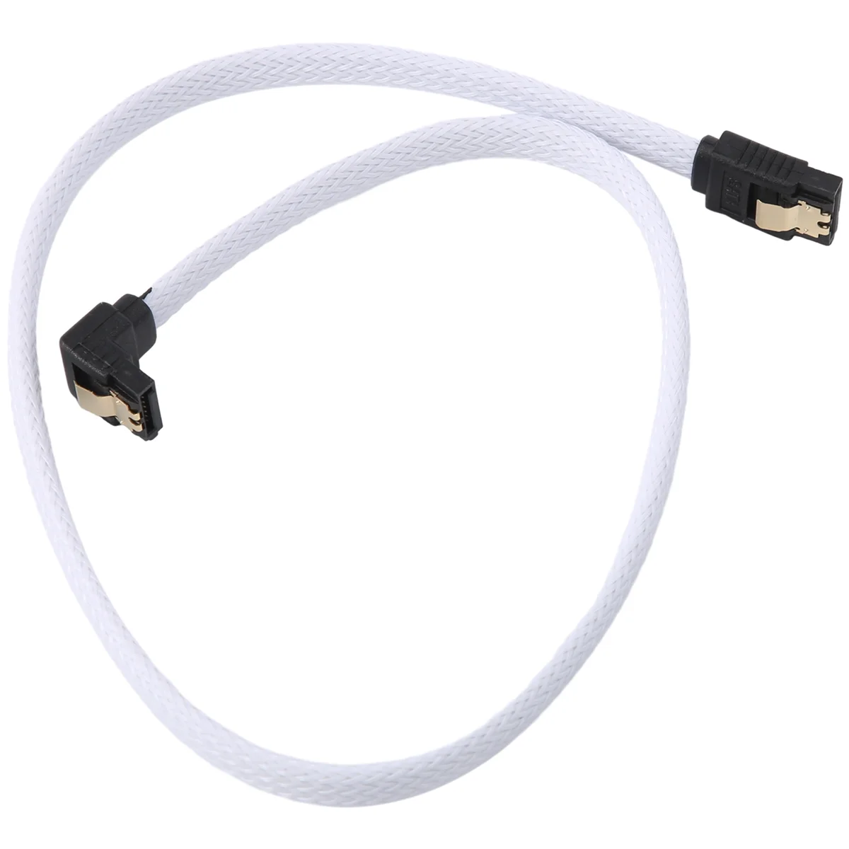 Cable de datos SATA 3.0 III SATA3 de 7 pines de 50 CM Cables SSD de ángulo recto de 6 Gb/s Cable de datos de disco duro HDD con funda de nailon (blanco)