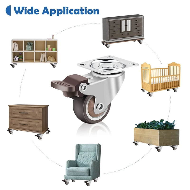 ABRE-Furniture Castors Small,360 Degree Swivel Castors Heavy Duty Load Capacity Silent Solid Rubber Castors Set Of 4