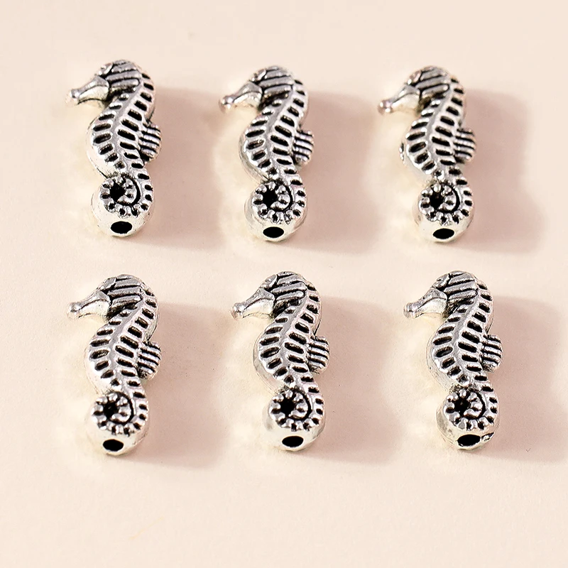 Leslie 30 Stück Metall-Meerestier-Anhänger aus Legierung, Seepferdchen, Fisch, Seestern, Muschel-Anhänger für DIY-Schmuckherstellung, Armband, Halskette – Detail 2