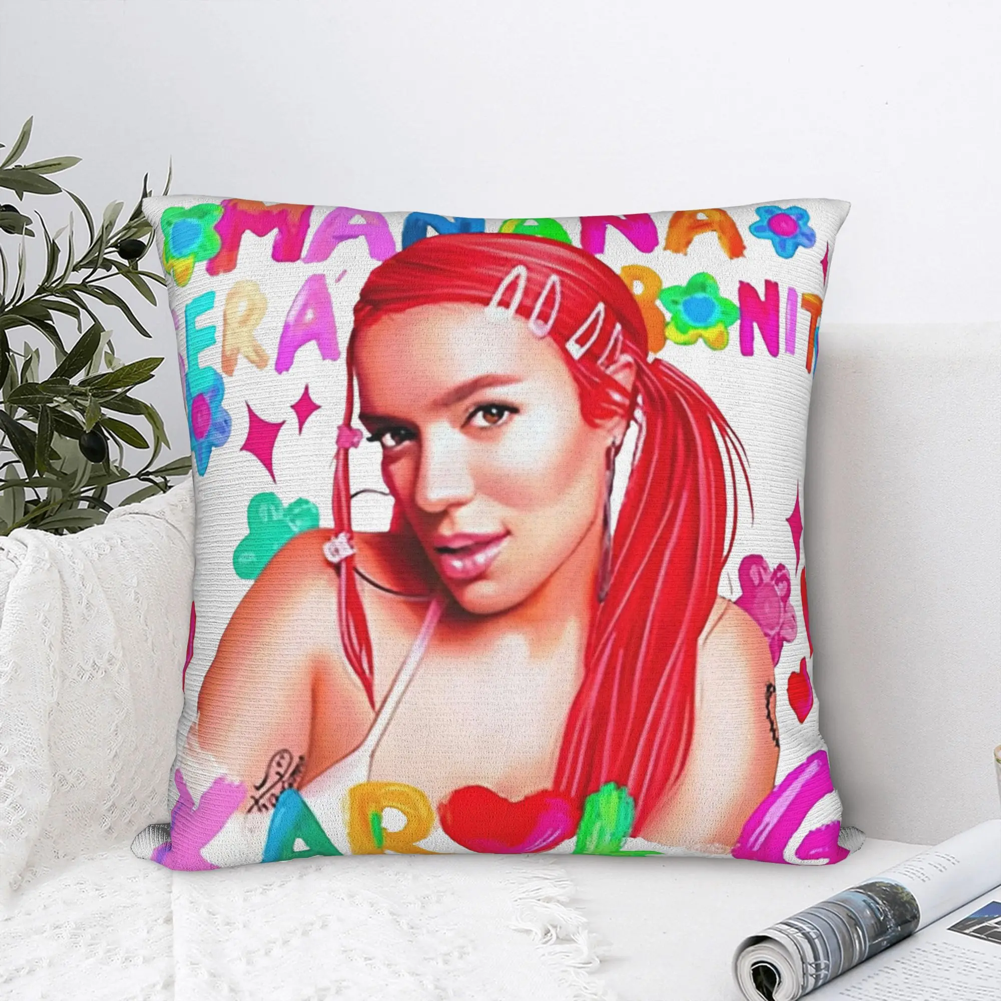 Karol G Manana Sera Bonito Pillowcase Double-sided Printing Polyester Cushion Cover Gift Bichota Pillow Case Cover Home Square