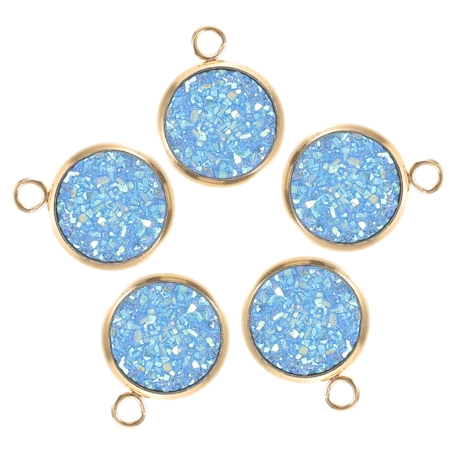 

5 Pcs Resin Imitation Crystal Cluster Pendant Bead Jewelry Making Connectors Sky Blue Creative Charm Bracelet DIY Hanging