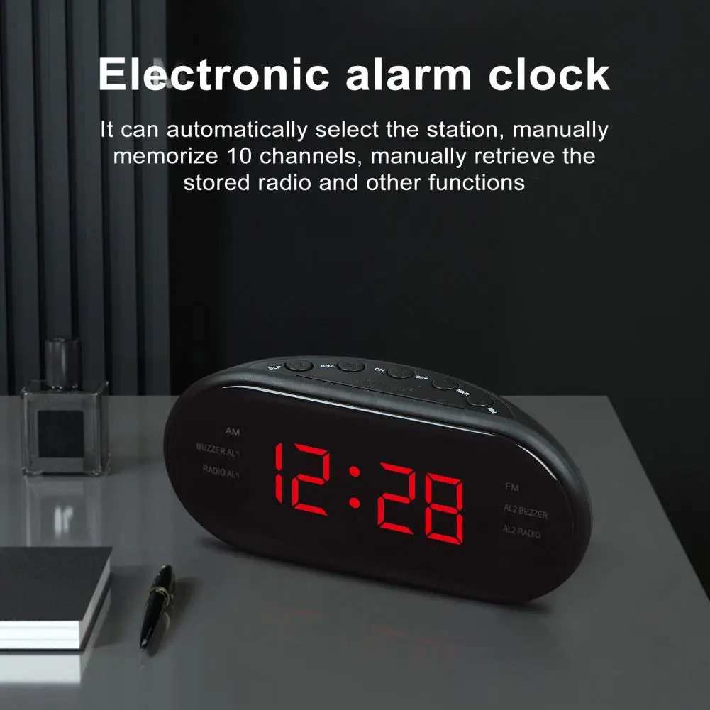 1 Set Electronic Alarm Clock Radio Snooze Function LED Digital Display Clock for Home Bedroom Office