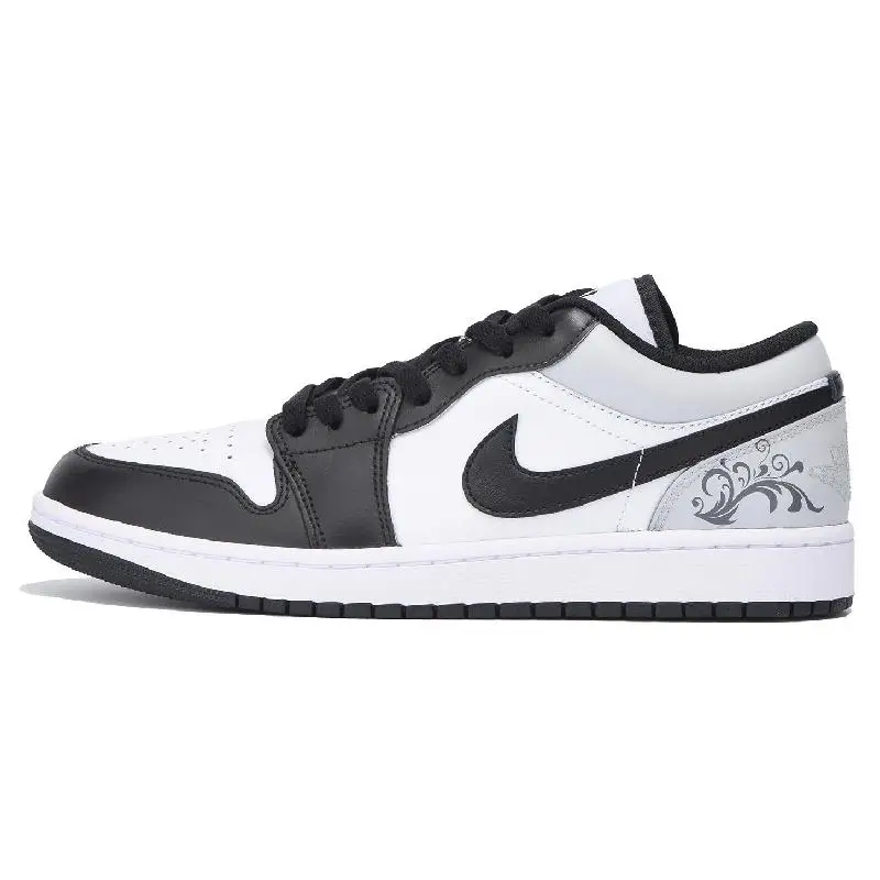 【Customize】Air Jordan 1 Vintage Basketball Shoes Men Low-top Black/grey/white Sneakers shoes 553558-132