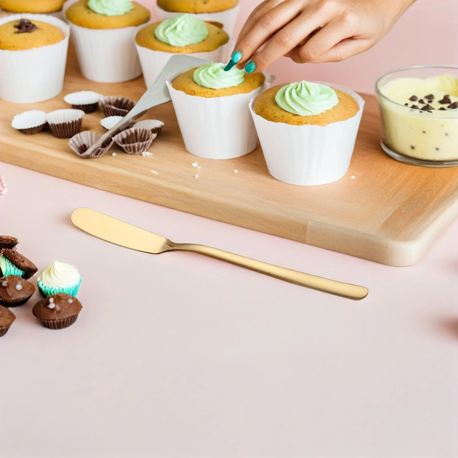 

2pcs Stainless Steel Butter Cheese Cutter Multi-Purpose Kitchen Gadget For Cream Cake Slicing Jam Chocolate Scraper