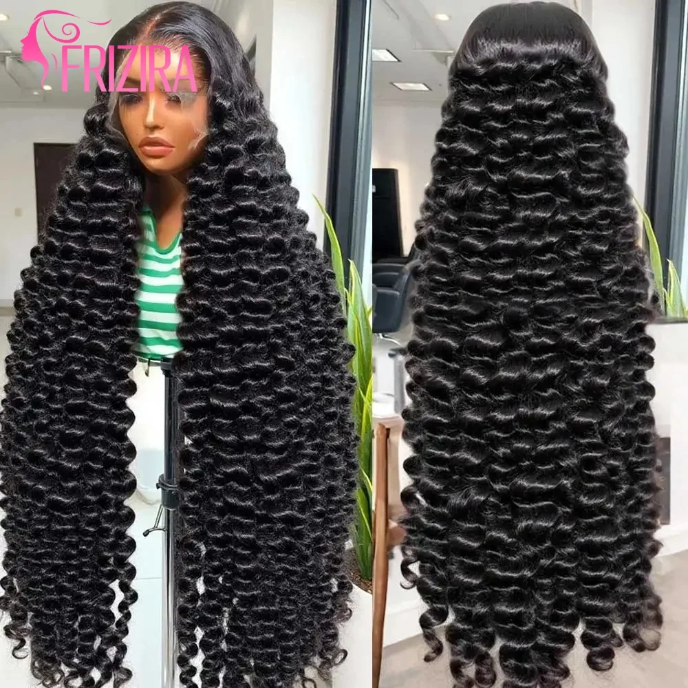 Perruques de cheveux humains brésiliens bouclés ondulés, 200 densités, 30 pouces, HD, Loose Deep Wave, avec dentelle frontale 13x6 et 13x4, pour femmes