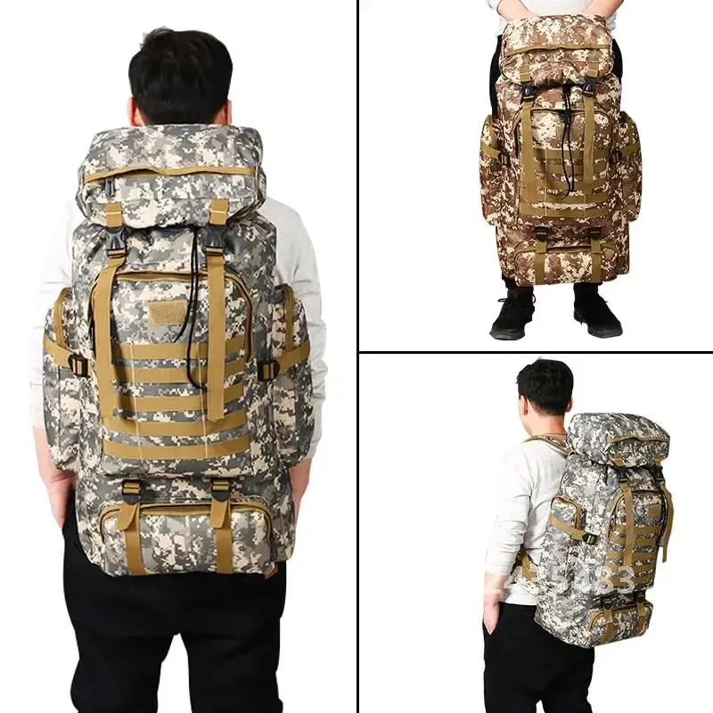 Mochila camuflada ao ar livre masculina, grande capacidade, à prova d'água, militar, mochila de viagem para homens, bolsa de caminhada