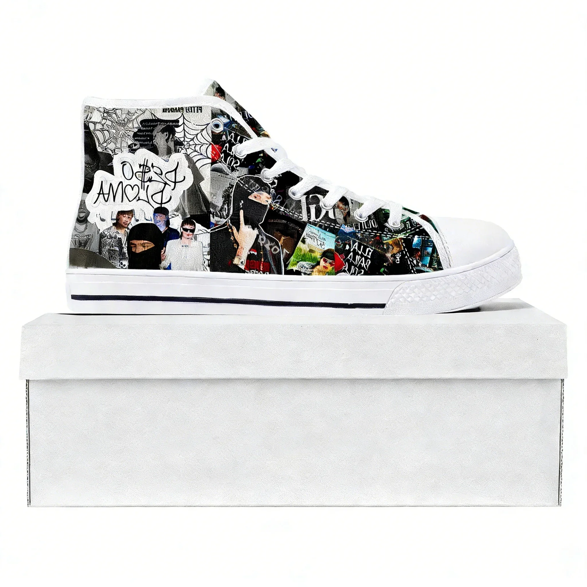 

Peso Pluma Singer High Top Sneakers Ella Baila Sola Mens Womens Teenager Canvas Sneaker Casual Custom Made Shoes Customize Shoec