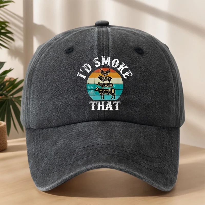 

"I'd Smoke That" Unisex Baseball Cap | Vintage Duckbill, Animal Print for Party & Outdoor