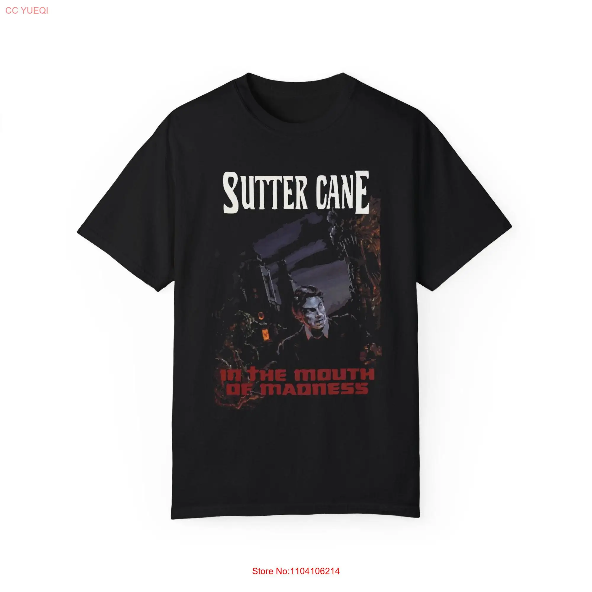 In The Mouth Of Madness premium black t shirt Cover a fictional movie novel Sutter Cane author is inspired by H P Lovecraft