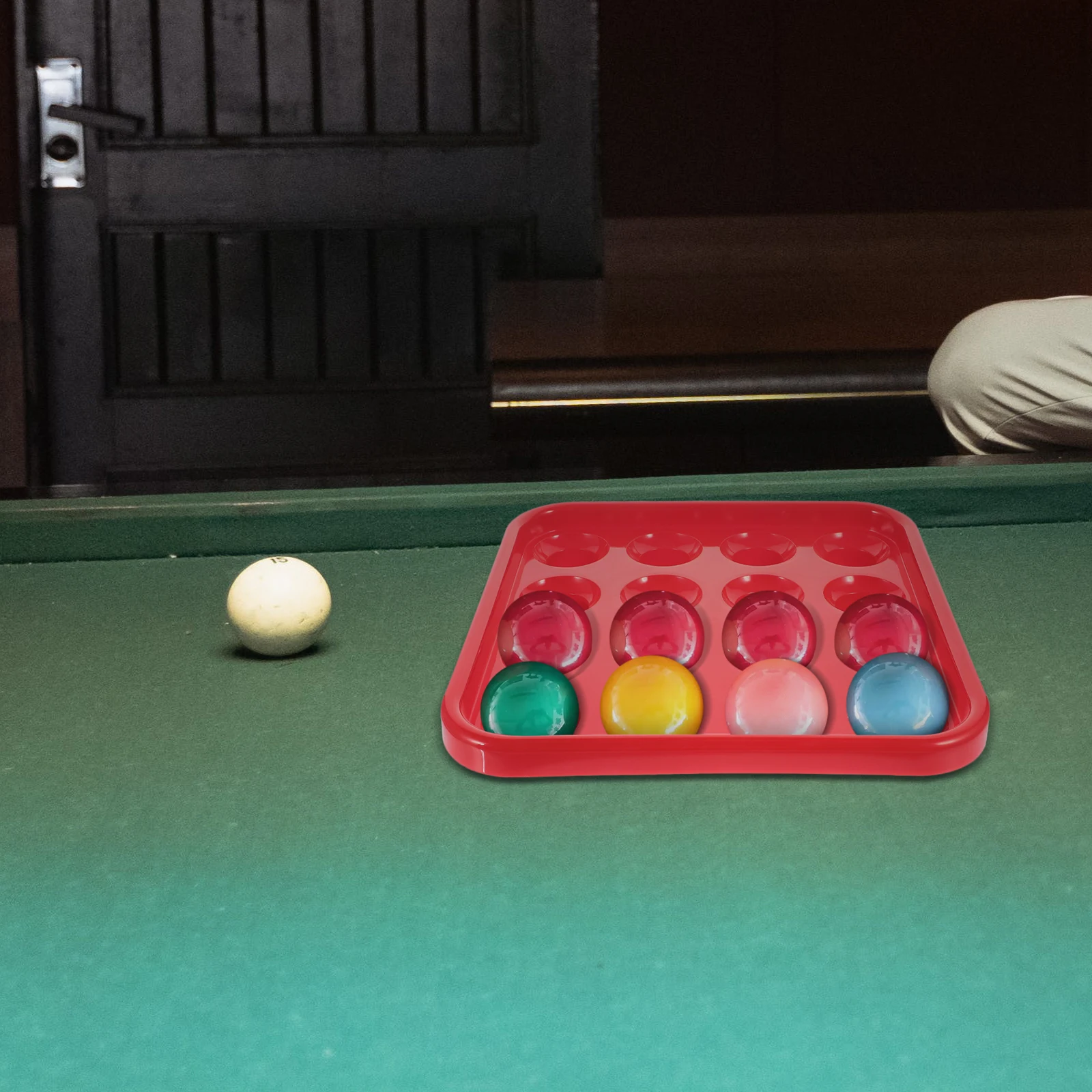 

Plastic Pool Table Holder Storage Tray for 16 Arranging Neatly Game Room Billiards Snooker Tray Desktop