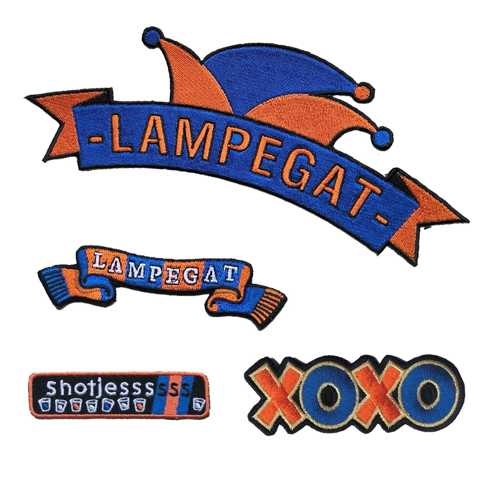 Carnaval Lampegat Emblem toppe blu e arancione per abbigliamento ferro su Applique da cucire ricamata 040 Badge