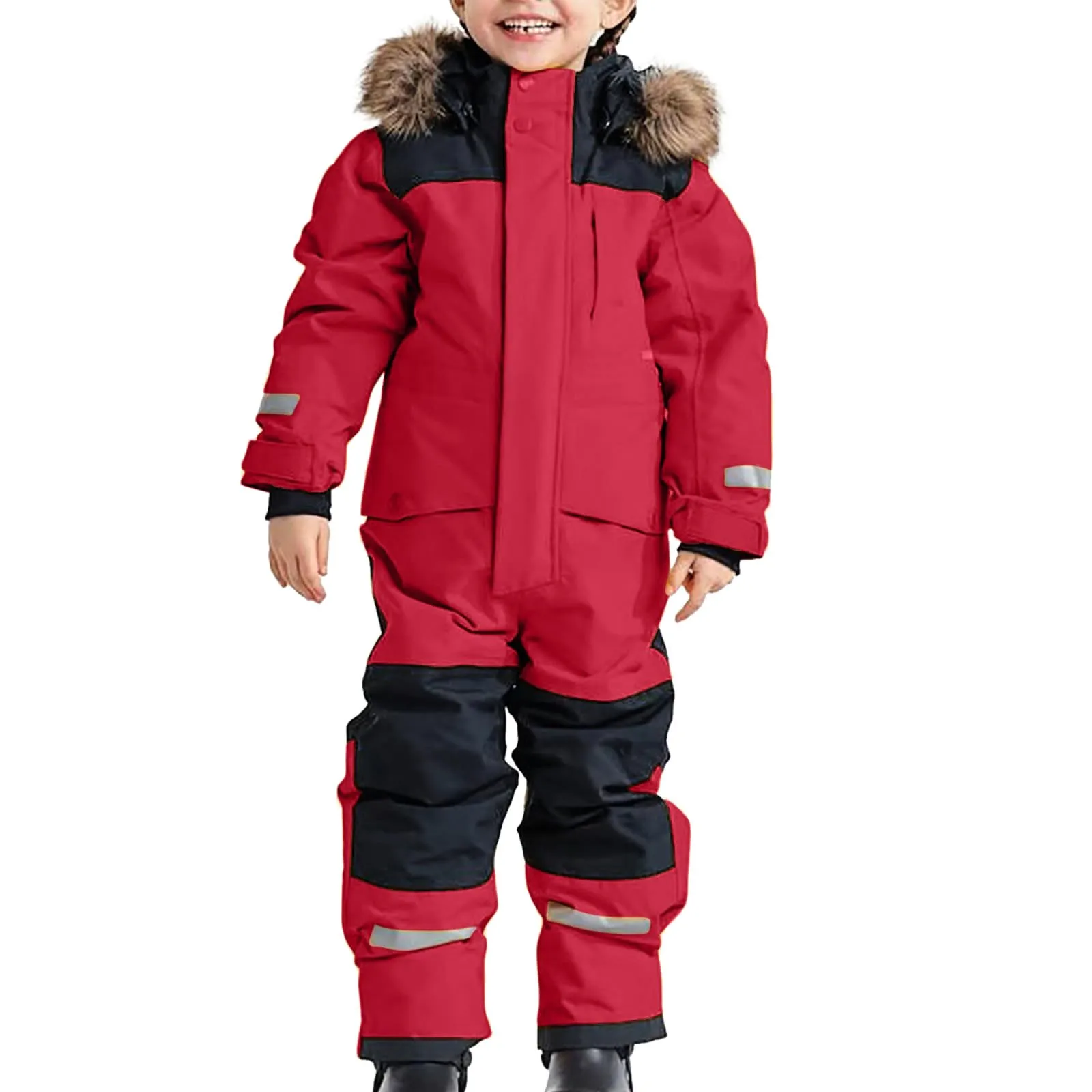 

Kids Thermal Ski Overall Winter Warm Snow Overall Windproof Winter Suit With Removable Hood Mud Suit Outdoor Softshell Suit 2024