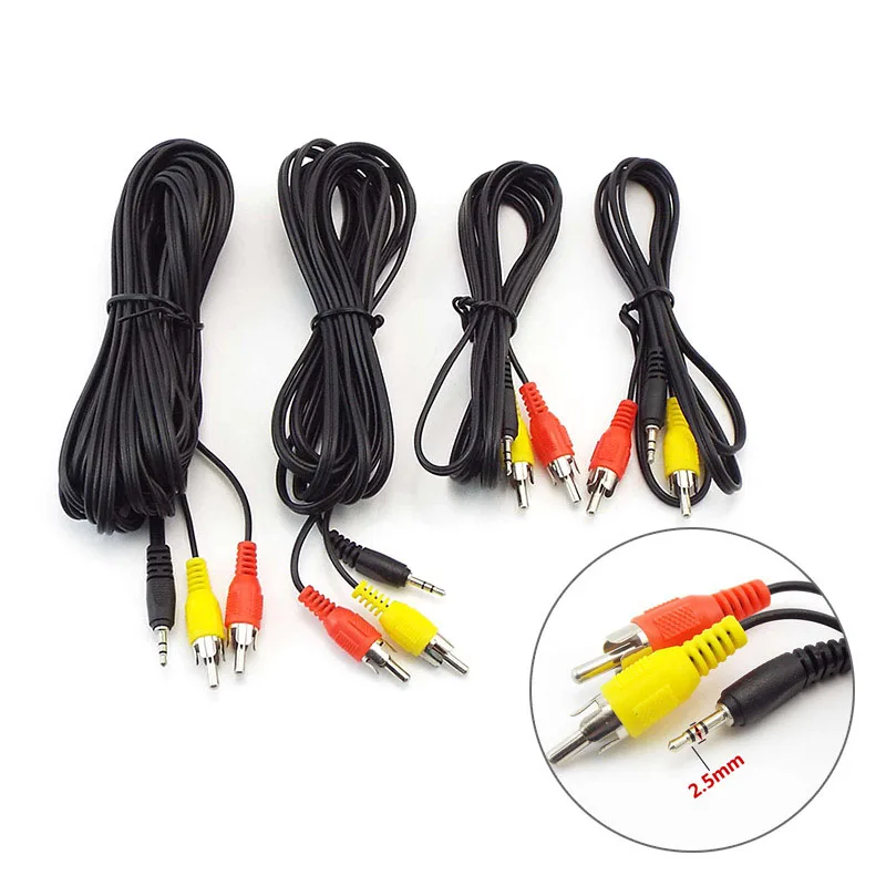 2.5mm male Plug jack to Dual 2 RCA male Cable PC  AV Video Audio Splitter to 2 RCA Audio Cables For handheld game player P1