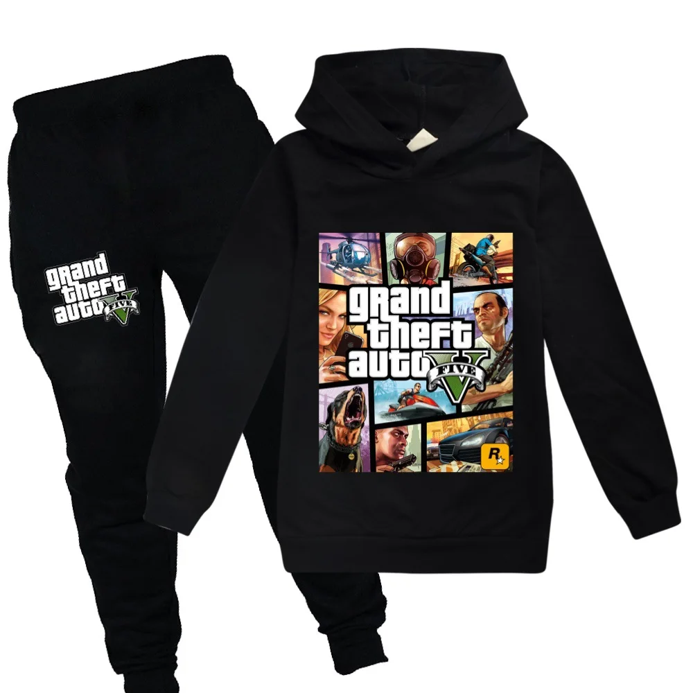 

Fall Grand Theft Auto V GTA 5 Kids Hoodies Pants 2pcs Sets Long Sleeve Pullover Boys Sweatshirt Teenage Girls Clothing 2-16Years